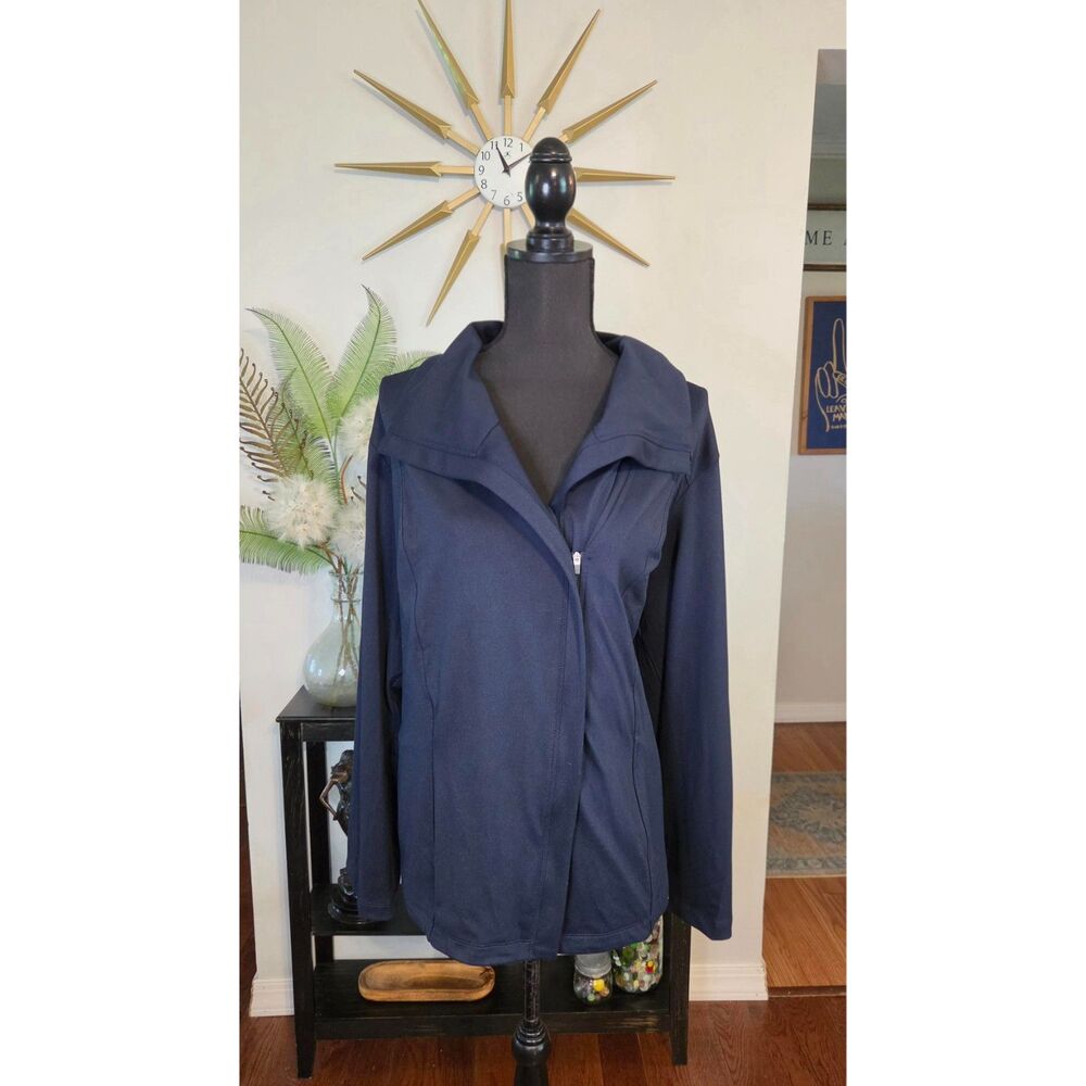 J.Jill Fit Navy Blue Asymmetrical Zip Jacket – Size XL